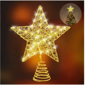 Home golden star tree topper light