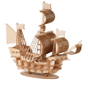 Home 3d wooden sailboat puzzle – diy assembly model kit | creative wooden craft toy & decorative display